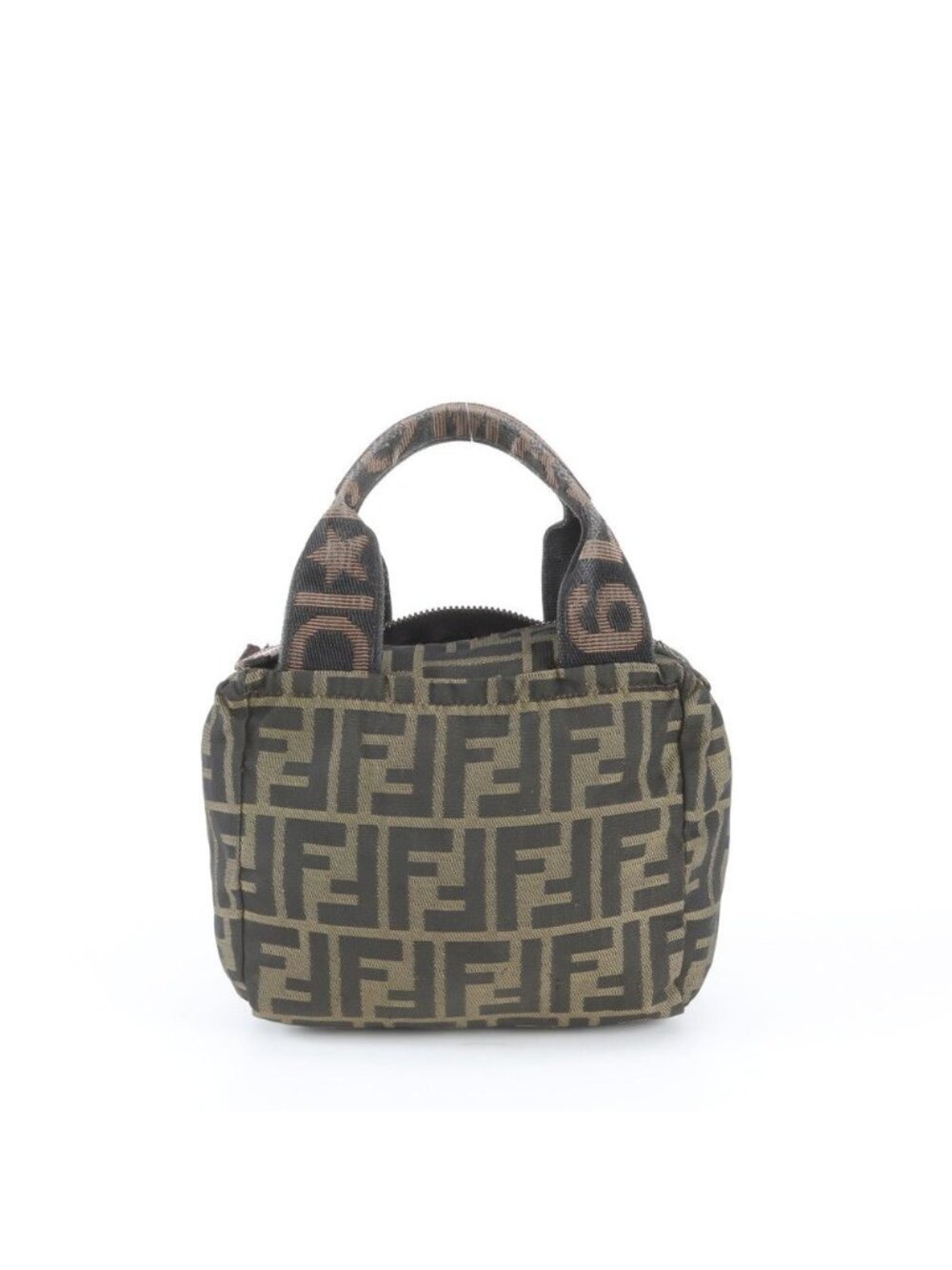 Fendi FF Zucca Leather Handbag Tote Brown